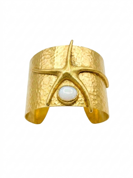 Gold Starfish Statement Cuff Bracelet with Pearl for women at RM Kandy