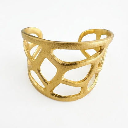 Gold Geometric open cuff bracelet for women handmade at RM Kandy