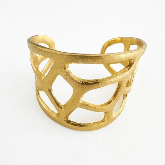 Gold Geometric open cuff bracelet for women handmade at RM Kandy
