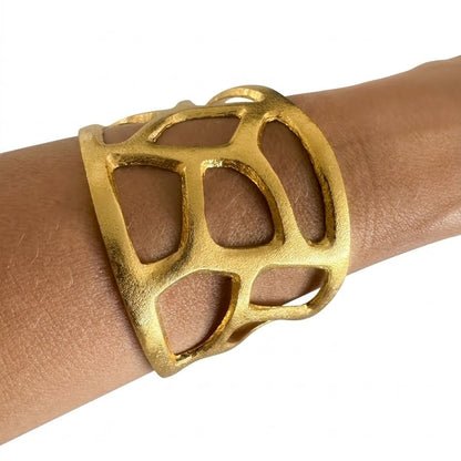 Women's Gold Geometric open cuff bracelet handcrafted at RM Kandy