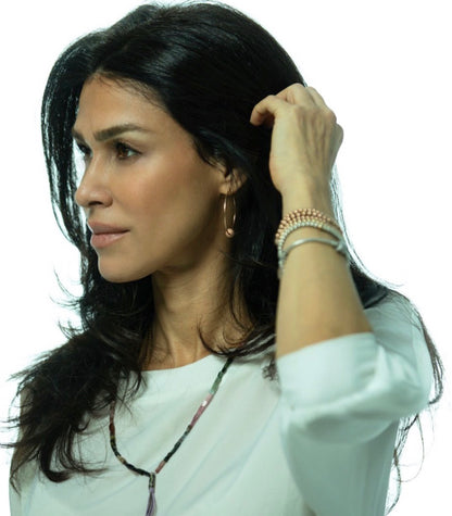 Women's beaded charm bracelets handmade in silver gold and rose gold