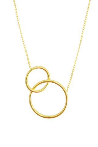 Gold Double Circle Twin Pendant Necklace for women at RM Kandy