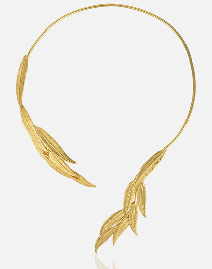 Gold collar necklace adjustable with leaf-design for women at RM Kandy