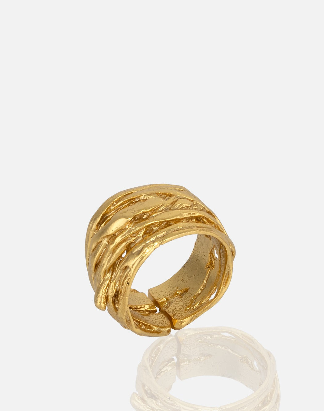 Gold Textured Statement Ring adjustable for women handmade at RM Kandy