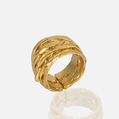 Gold Textured Statement Ring adjustable for women handmade at RM Kandy