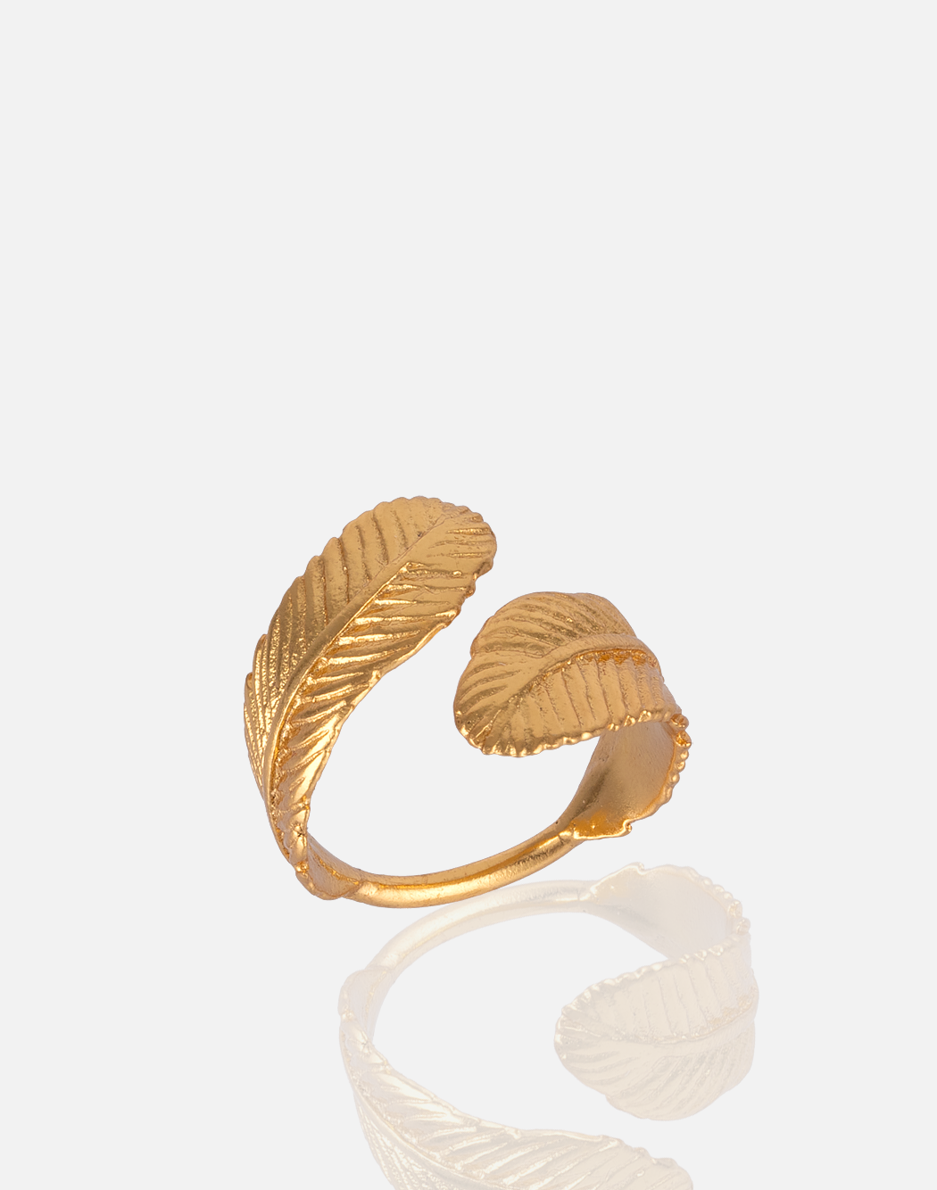 Women's Gold Feather Ring Design Adjustable handmade at RM Kandy