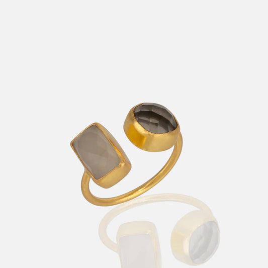 Women's Gold Adjustable Cocktail Ring moonstone handmade at RM Kandy