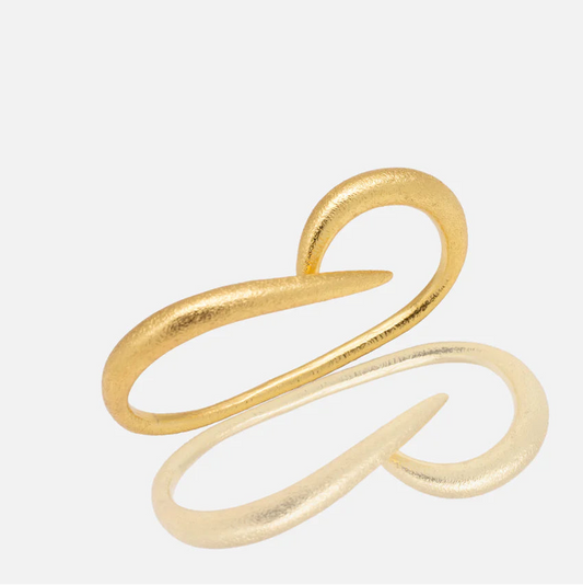 Gold thin ring with a modern design fitting two fingers for women at RM Kandy