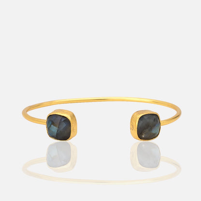 Women's Gold Open Bangle Bracelet with Labradorite stones at RM Kandy