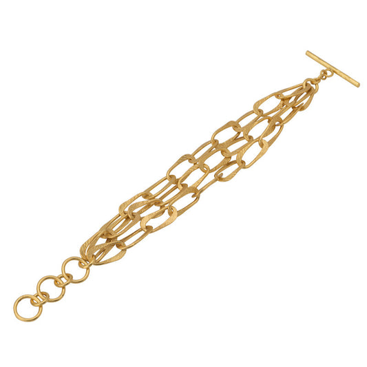 Gold paperclip layered bracelet for women handmade at RM Kandy