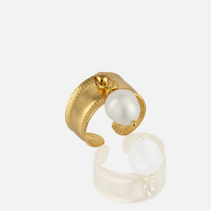 Gold open Ring with Dangling Pearl for women at RM Kandy