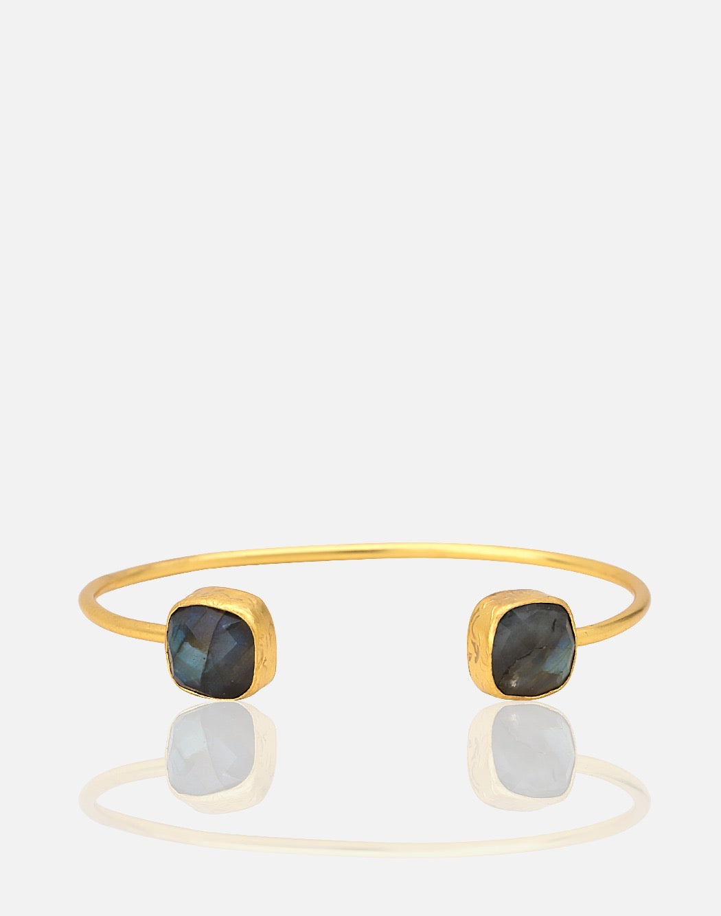 Women's Gold Open Bangle Bracelet with Labradorite stones at RM Kandy