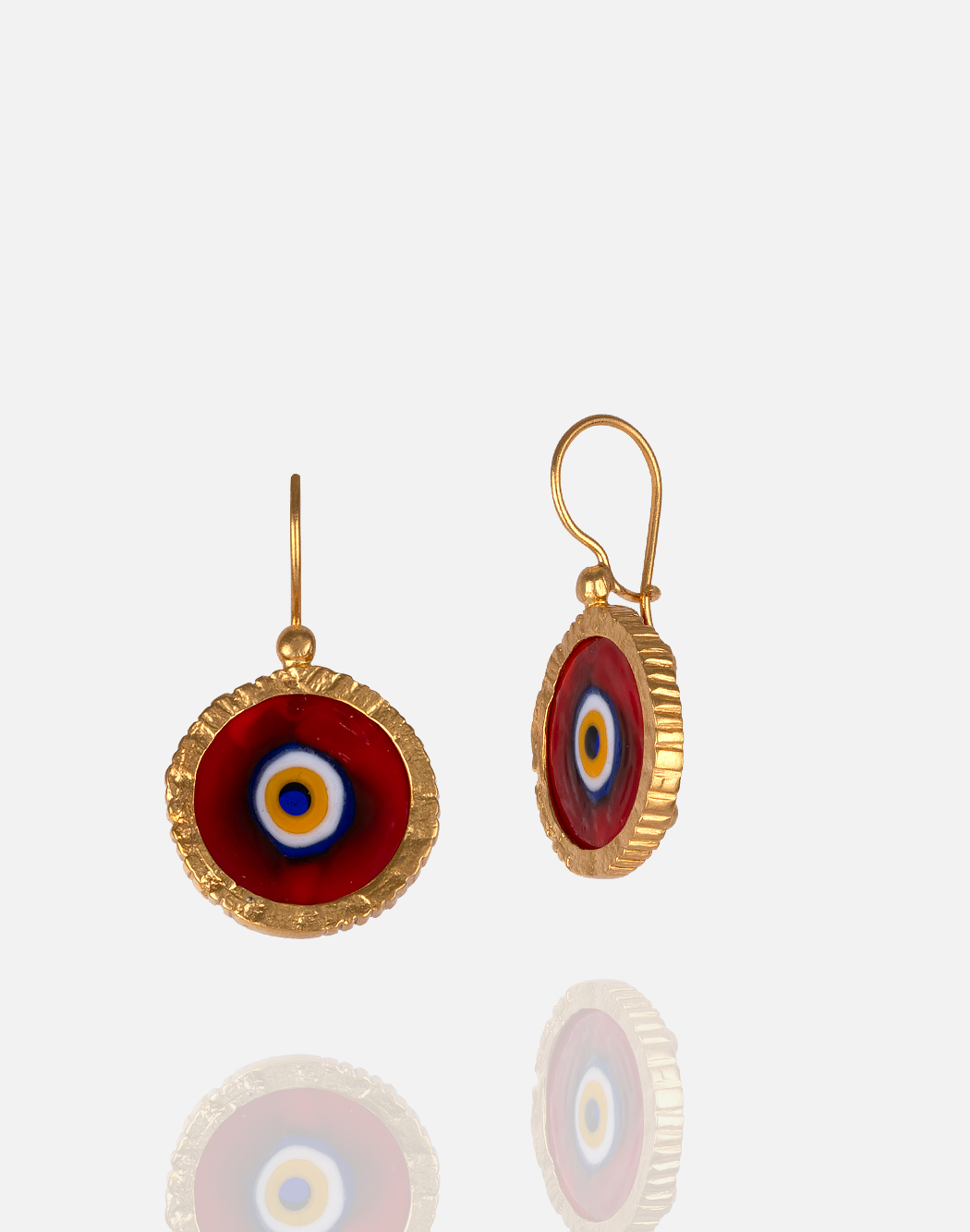 Women's glass evil eye drop earrings handmade at RM kandy