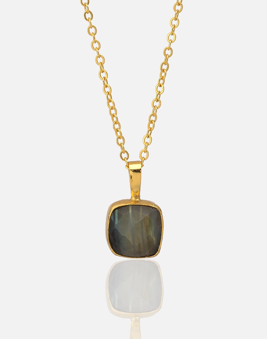 Women's Labradorite Charm Pendant necklace with gold chain at RM Kandy