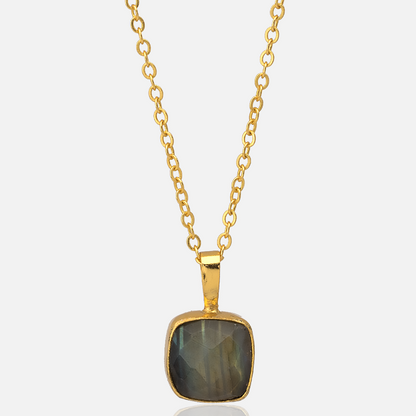 Women's Labradorite Charm Pendant necklace with gold chain at RM Kandy