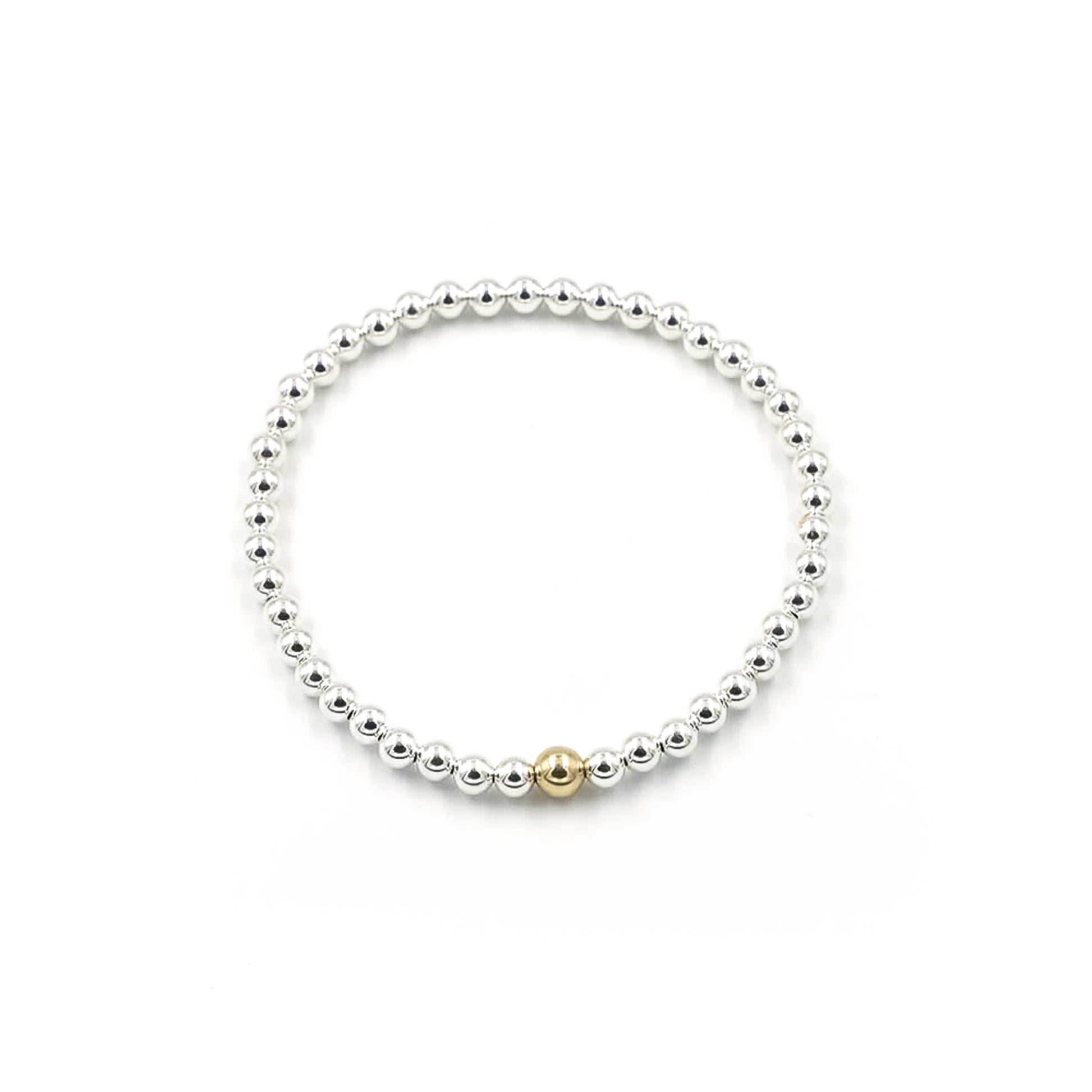 Ladies Silver Beaded Bracelet Jewelry Gold Charm]-RM KANDY