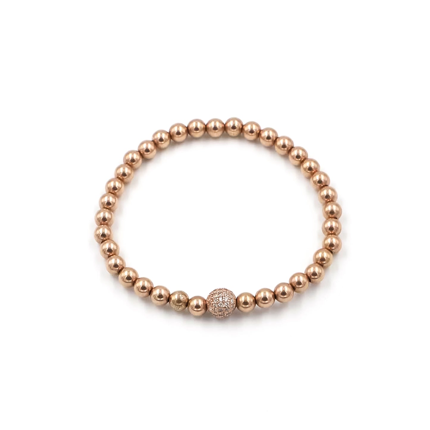 Womens Rose Gold Beaded Bracelet with silver Swarovski charm  ]-RM KANDY