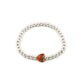 Womens Silver 5mm beaded charm bracelet with carnelian stone at RM KANDY