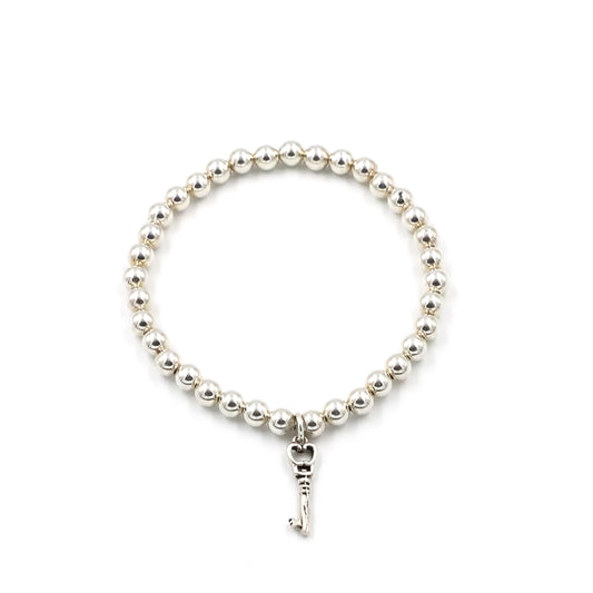Women's Silver Key Chain Beaded Bracelet handmade at RM KANDY