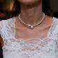 Womens Pearl Choker Necklace with Fresh Mother of Pearl Charm on Adjustable Chain handmade at RM Kandy