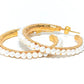 Large Gold Hoop Custom Earrings with Beaded Mother of Pearl 