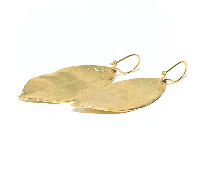 Large Gold Leaf Shaped Earrings for Women RM Kandy