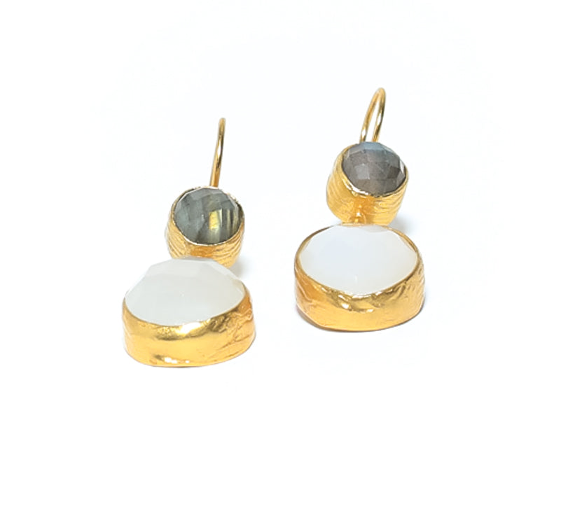 Gemstone Statement Earrings Moonstone and Labradorite for women