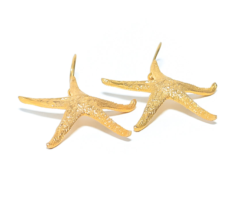 Womens large Gold Star Fish Earrings at RM Kandy