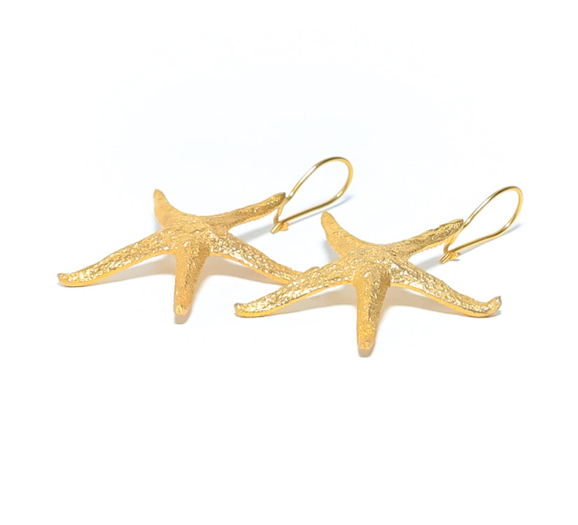 Gold Star Fish Textured Earrings for women at RM KANDY
