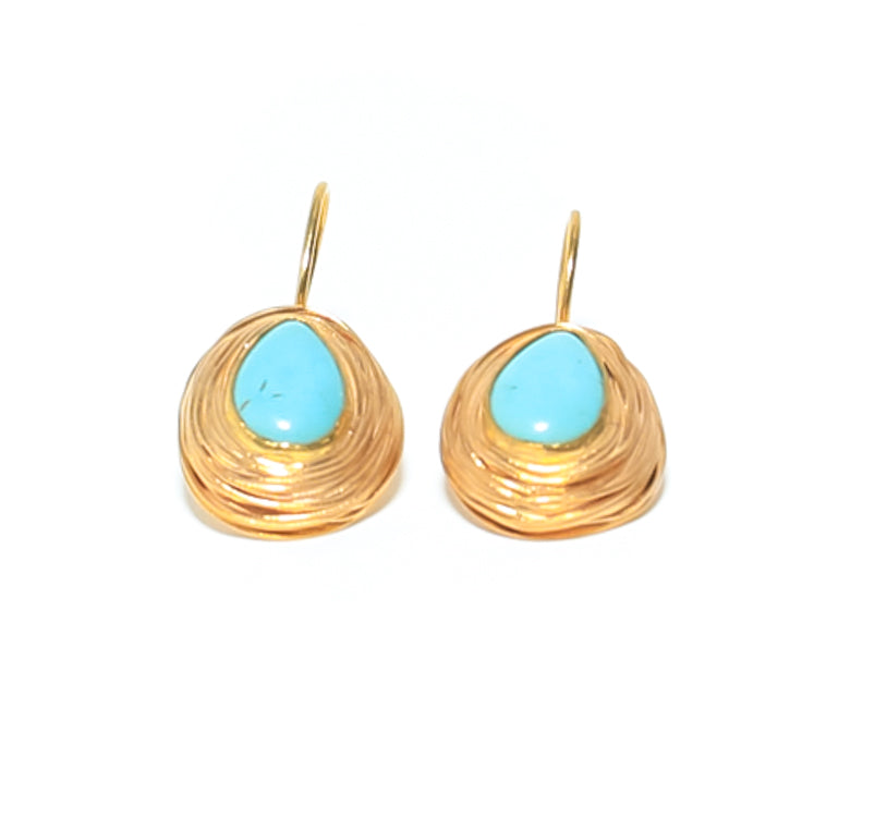Gold and Turquoise Stone Drop Earrings for every occasion at RM Kandy