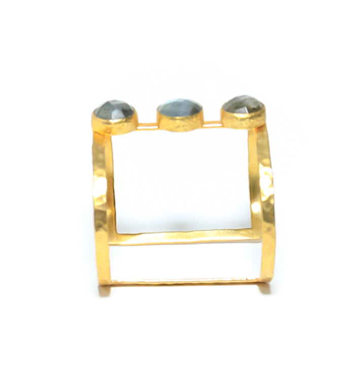 Premium Gold Cuff Bracelet with Labradorite Gemstone Jewelry 