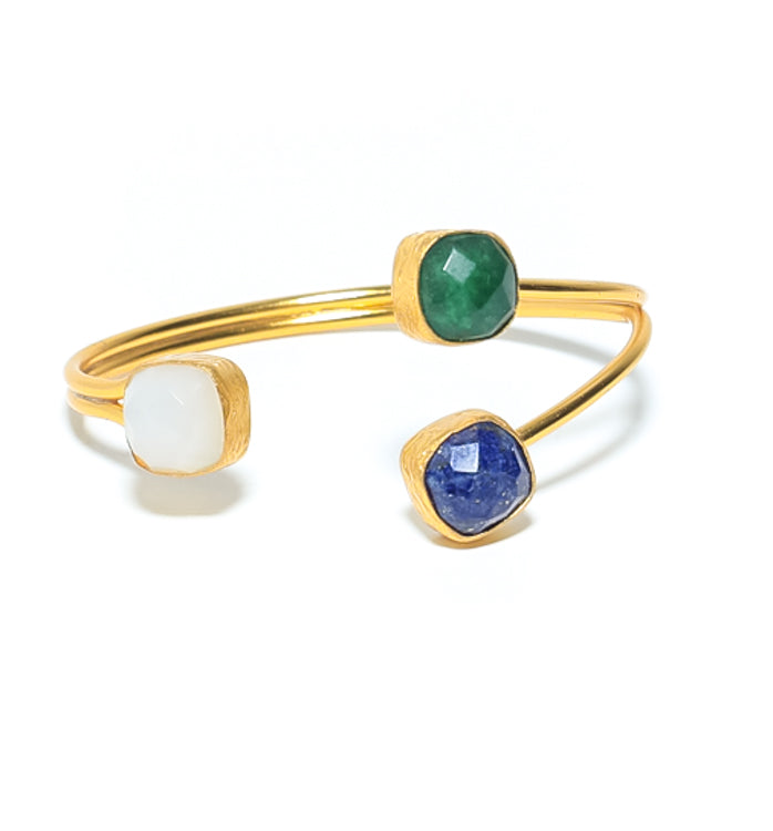 Womens Semi precious Handmade Gold Bangle Bracelet with moonstone lapis emerald at  RM Kandy