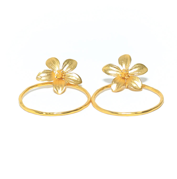 Large Flower Design Hoop Earrings with Butterfly Clasp handmade at RM KANDY