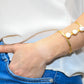 Gold Cuff Bracelet Fresh Pearl Statement Charms RM Kandy
