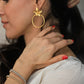 Womens Gold Flower Large Hoop Earrings handmade at RM Kandy