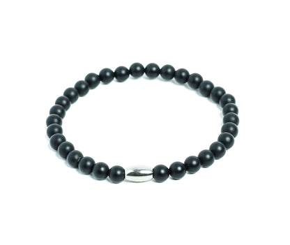 Mens Matt Onyx Beaded Bracelet with Stainless steel charm scratch free waterproof ]-RM KANDY