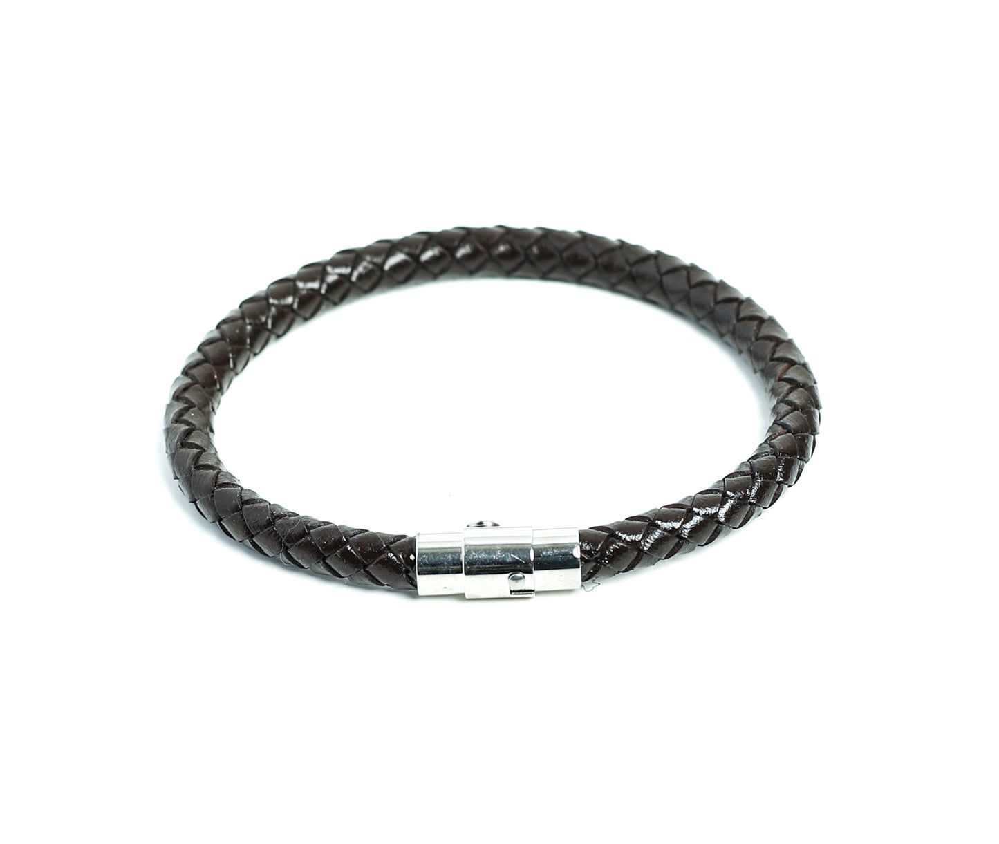 Mens Handmade Brown Premium Braided Leather Bracelet with Clasp closure at RM Kandy