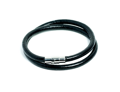 Mens Double Wrap genuine Handmade Leather Bracelet stainless steel Clasp Closure at RM Kandy