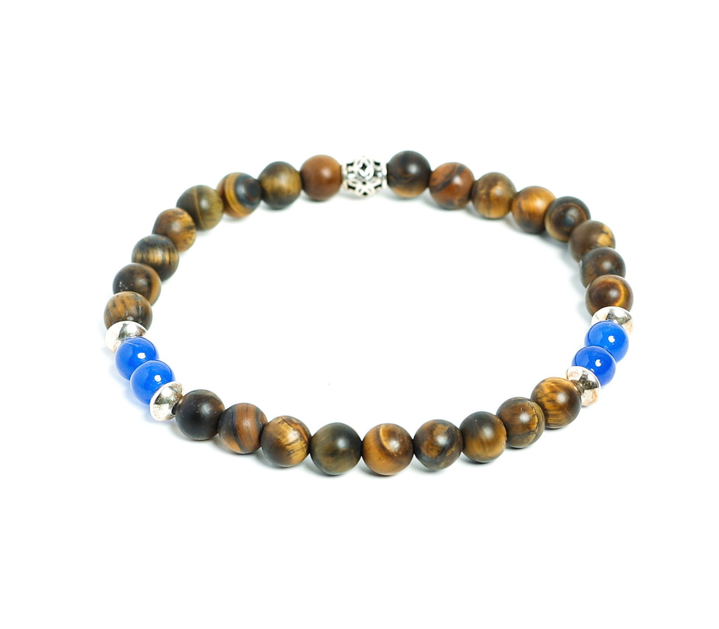 Mens 6mm Tiger Eye handmade Beaded Bracelet  with silver charms at RM KANDY