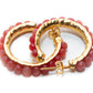 Gold Plated Red Jade Beaded Hoop Earrings at RM Kandy