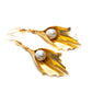 Gold Drop Earrings with Fresh Mother of Pearl set as tear drop