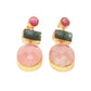 Gemsonte Ruby Rose Quartz Gold Statement Earrings RM Kandy