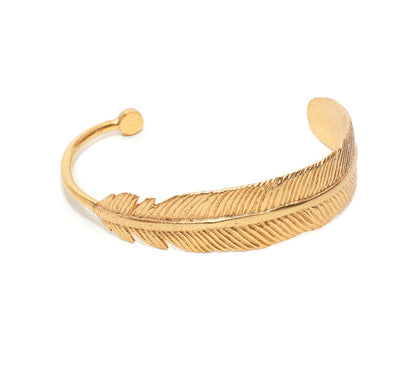 Womens Gold Feather Adjustable Cuff Bracelet at RM Kandy