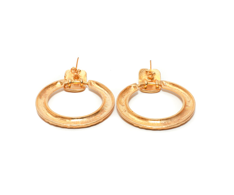 Large Gold Textured Hoop Earrings for Women at RM Kandy