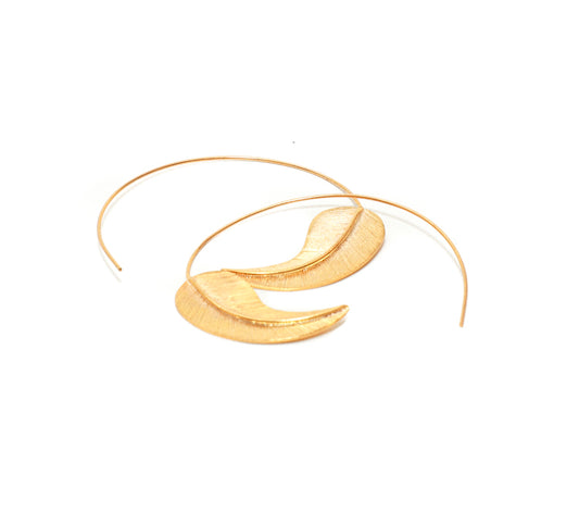 Large Gold Feather Shape Hoops for Women RM Kandy