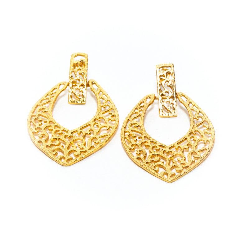Gold Artisanal Drop Earrings for Women at RM Kandy