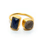 Womens Gold Lapis Moonstone Cocktail Ring handmade at RM Kandy