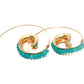 Handmade Ear Wire Hoop Earring Design with Turquoise beads for women at RM Kandy