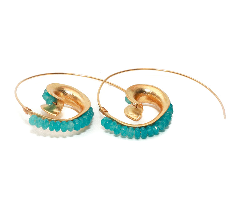 Women's Turquoise Large Hoop Earrings secured with ear wire at  RM Kandy