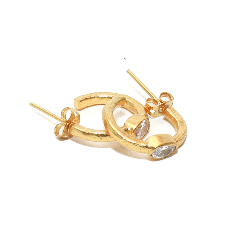 Classic Womens Mini Hoop Gold earring clear stone with butterfly clasp RM Kandy